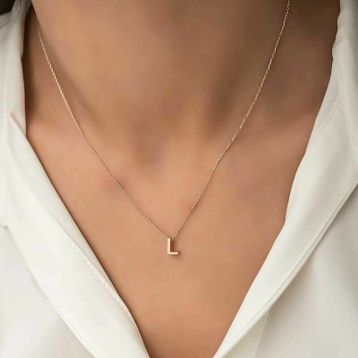 Daha Yok Mu 925 Ayar Gümüş Rose 3 Boyutlu L Harf Kadın Gümüş Kolye