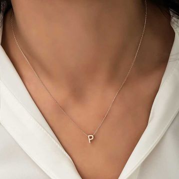 Daha Yok Mu 925 Ayar Gümüş Rose 3 Boyutlu P Harf Kadın Gümüş Kolye