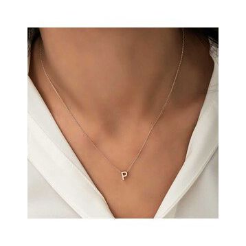 Daha Yok Mu 925 Ayar Gümüş Rose 3 Boyutlu P Harf Kadın Gümüş Kolye