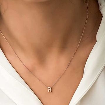 Daha Yok Mu 925 Ayar Gümüş Rose 3 Boyutlu R Harf Kadın Gümüş Kolye