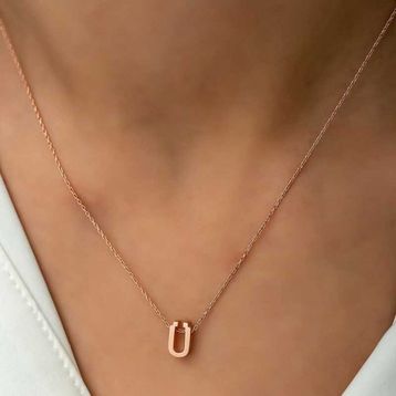 Daha Yok Mu 925 Ayar Gümüş Rose 3 Boyutlu Ü Harf Kadın Gümüş Kolye