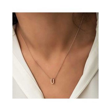 Daha Yok Mu 925 Ayar Gümüş Rose 3 Boyutlu Ü Harf Kadın Gümüş Kolye