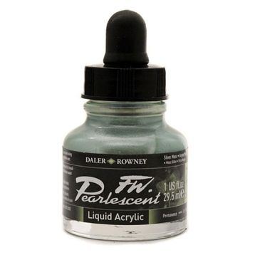 Daler Rowney 129 Silver Moss Fw Pearlescent Acrylic Inks 29.5 ml Cam Şişe
