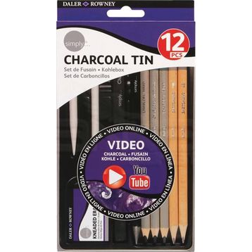 Daler Rowney 12'li Set Simply Charcoal Tin