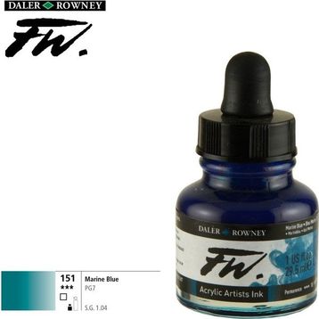Daler Rowney Marine Blue 151 Fw Acrylic Artist Ink 29.5 ml Cam Şişe