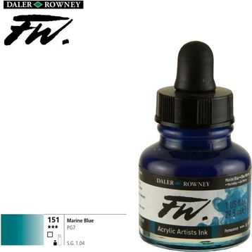 Daler Rowney Marine Blue 151 Fw Acrylic Artist Ink 29.5 ml Cam Şişe