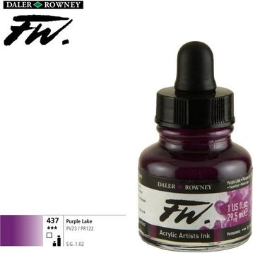 Daler Rowney Purple Lake 437 Fw Acrylic Artist Ink 29.5 ml Cam Şişe