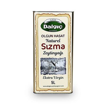 Dalgıç 5 lt Teneke Olgun Hasat Naturel Sızma Zeytinyağı