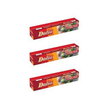 Dalia 3 Adet 45 cm 100 mt 8 Mikron Şeffaf Mutfak Rulo Streç Film