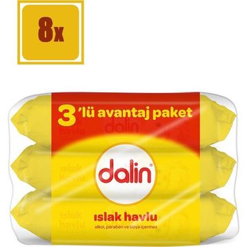 Dalin 3 Adet 8'li Islak Havlu
