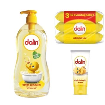 Dalin 700 ml Bebek Şampuanı+100 ml Pişik Önleyici Krem+3x56 Adet Islak Havlu