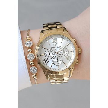 Daniel Klein DKML3570DBH Altın Sarısı Çelik Bilezik Taşlı Kadın Kol Saati Zirkon Taşlı Bileklik