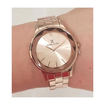 Daniel Klein Kesme Camlı Çelik Bilezik Rose Gold Kadın Kol Saati