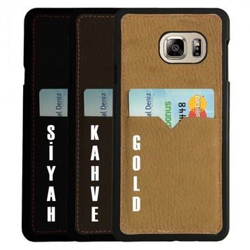 Daphne Samsung S7 G930 Deri V Kartlıklı Deri Arka Kapak Kılıf