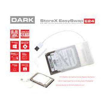 Dark DK-AC-DSE24U3 Storex E24 2.5 inç USB 3.0 Çıkarılabilir Başlıklı Şeffaf Saklama Kutusu Disk Kutusu
