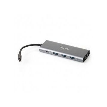 Dark DK-AC-U31X36 Macbook Pro Air Matebook USB 3.1 Type-C Çoklayıcı Dönüştürücü Çevirici Gigabit Ethernet HDMI TF SD Kart Okuyucu USB 3.0 Kulaklık HUB