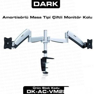 Dark DK-AC-VM22 VM22 2 Monitör Destekli Amortisörlü Masa Tipi 13-27 inç LCD Monitör ve TV Kolu