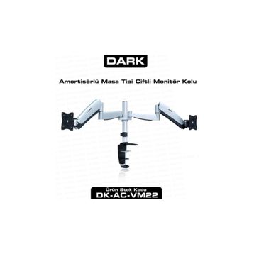 Dark DK-AC-VM22 VM22 2 Monitör Destekli Amortisörlü Masa Tipi 13-27 inç LCD Monitör ve TV Kolu