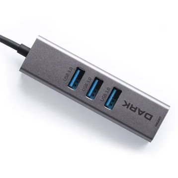 Dark USB Type-A To RJ45 Gigabit Ethernet ve 3xUSB 3.0 Hub Çoklayıcı Adaptör