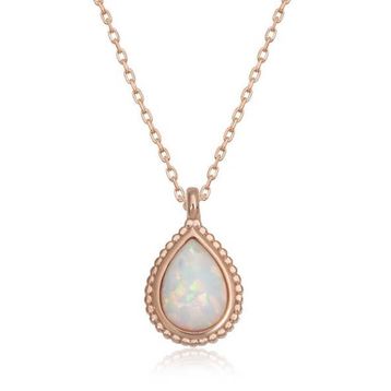 David Walker Damla Beyaz Opal Taşlı 925 Ayar Çok Renkli Kadın Gümüş Kolye
