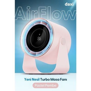 Daxi Airflow AF02 Pembe Yeni Nesil Şarjlı Turbo Masa Fanı