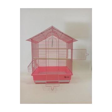 Dayang Pembe Pembe 35x28x46h cm İki Kapılı Çatılı Muhabbet Kuşu Kafesi