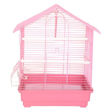 Dayang Pembe Pembe 35x28x46h cm İki Kapılı Çatılı Muhabbet Kuşu Kafesi