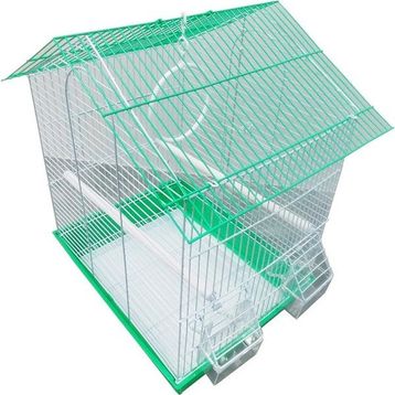Dayang Yeşil 35x28x46h cm Çift Kapılı Çatılı Muhabbet Kuşu Kafesi