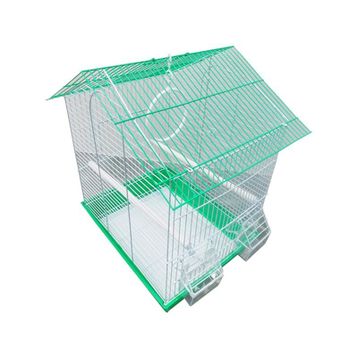 Dayang Yeşil 35x28x46h cm Çift Kapılı Çatılı Muhabbet Kuşu Kafesi
