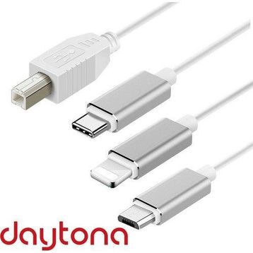 Daytona ADS-501 USB B to Micro-Lightning-Type-C Telefon Bilgisayar Elektrikli Piyano Çevirici Kablo