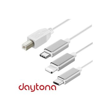 Daytona ADS-501 USB B to Micro-Lightning-Type-C Telefon Bilgisayar Elektrikli Piyano Çevirici Kablo