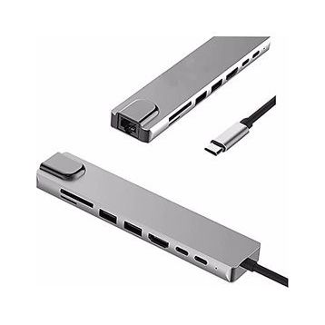 Daytona Fix Fc10 8 in 1 Type C to 2 Port Usb3.0 2 SD TF Hdmi Rj45 2PD Kablolu Adaptör