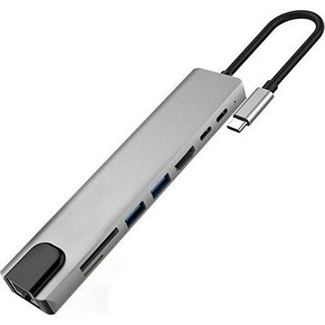 Daytona Fix Fc10 8 in 1 Type C to 2 Port Usb3.0 2 SD TF Hdmi Rj45 2PD Kablolu Adaptör