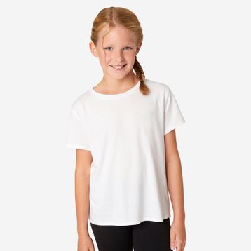 Decathlon 500 Domyos Çocuk Beyaz Pamuklu Spor T-shirt