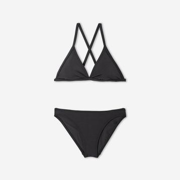Decathlon Olaian Siyah Tamara 100 Çocuk V Kesim Yaka Bikini Takımı
