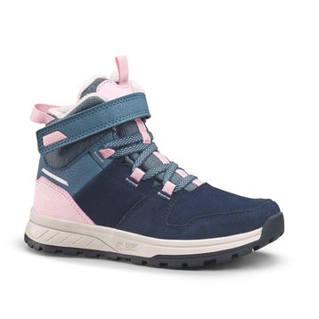 Decathlon Quechua SH500 Mavi Pembe Deri Çocuk Outdoor Su Geçirmez Kar Botu