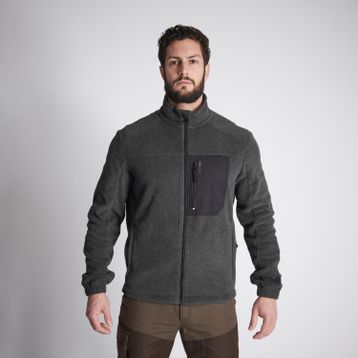 Decathlon Solognac 500 Alacalı Gri Avcılık ve Doğa Gözlemi Erkek Polar Hırka