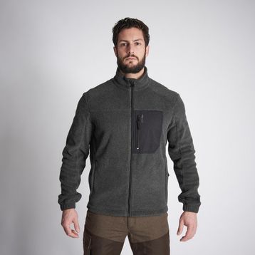 Decathlon Solognac 500 Alacalı Gri Avcılık ve Doğa Gözlemi Erkek Polar Hırka