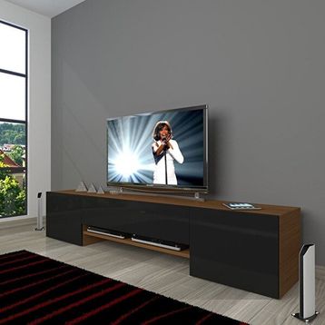 Decoraktiv 1E1 Ceviz Siyah Mdf Tv Ünitesi Tv Sehpası