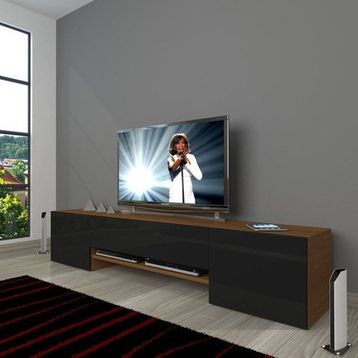 Decoraktiv 1E1 Ceviz Siyah Mdf Tv Ünitesi Tv Sehpası