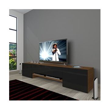 Decoraktiv 1E1 Ceviz Siyah Mdf Tv Ünitesi Tv Sehpası