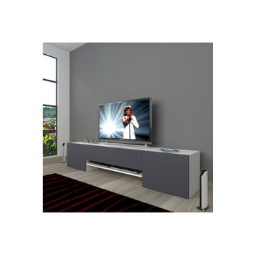 Decoraktiv 1E1-MDF Beyaz Antrasit 180 Tv Ünitesi Tv Sehpası