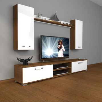 Decoraktiv 1E1SLM Beyaz Ceviz Tv Ünitesi Tv Sehpası