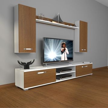 Decoraktiv 1E1SLM Beyaz Ceviz Tv Ünitesi Tv Sehpası
