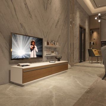 Decoraktiv 1E1SLM Beyaz Ceviz Tv Ünitesi Tv Sehpası