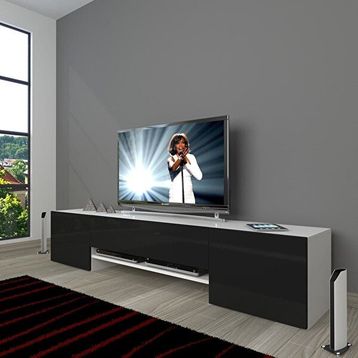 Decoraktiv 1E1SLM Beyaz Siyah Tv Ünitesi Tv Sehpası