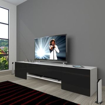 Decoraktiv 1E1SLM Beyaz Siyah Tv Ünitesi Tv Sehpası