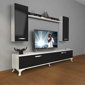 Decoraktiv 1E1SLM Beyaz Siyah Tv Ünitesi Tv Sehpası