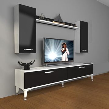 Decoraktiv 1E1SLM Beyaz Siyah Tv Ünitesi Tv Sehpası