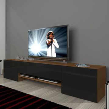 Decoraktiv 1E1SLM Ceviz Siyah Tv Ünitesi Tv Sehpası